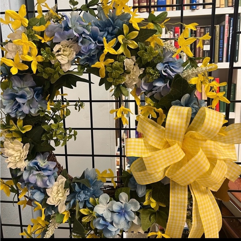 Floral Wreath with Yellow Bow
